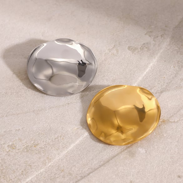 1 paar eenvoudige serie eenvoudige effen kleur roestvrij staal 18K vergulde dames broches 2