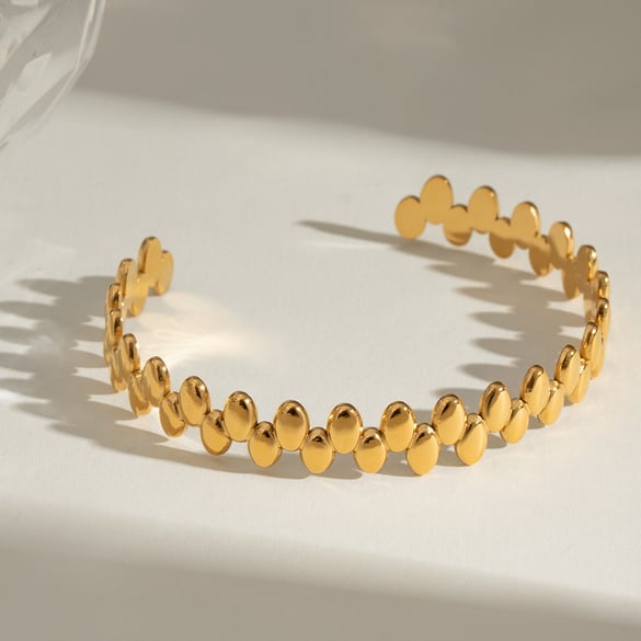 1 Piece Simple Series Simple Geometric Stainless Steel 18K Gold Plated Women Bangles