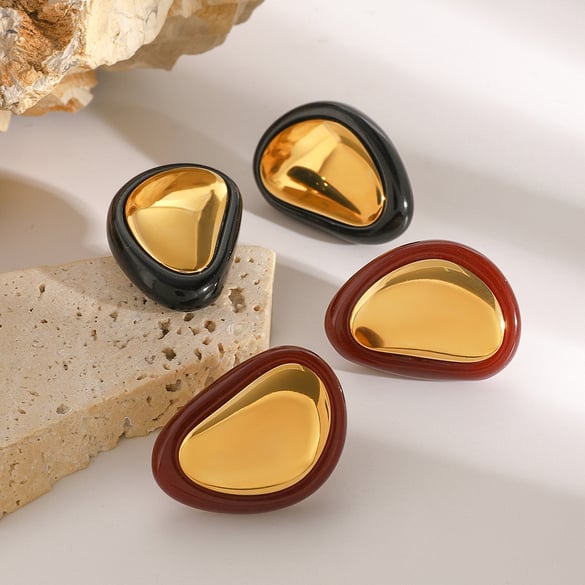 1 Paar Simple Series Klassische geometrische Ohrstecker aus Edelstahl mit 18 Karat Vergoldung für Damen