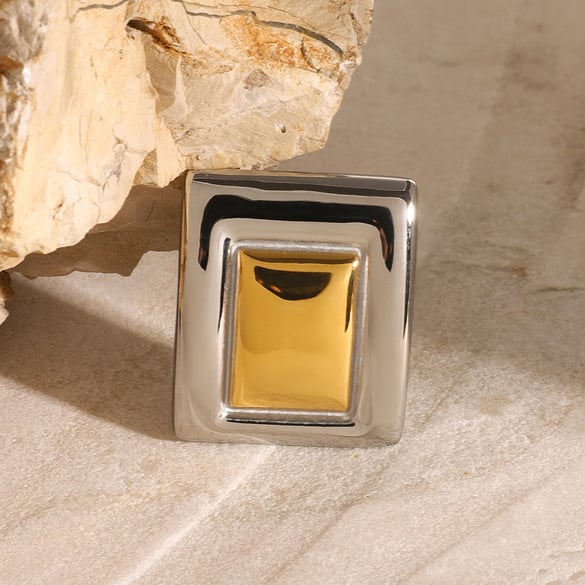1 Piece Simple Classic Style Square Shape Color-blocked Stainless Steel 18K Gold Plated Women's Brooch 2