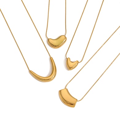 1 Piece Simple Series Daily Geometric 18K Gold Plated Chain Necklaces h5 Picture4