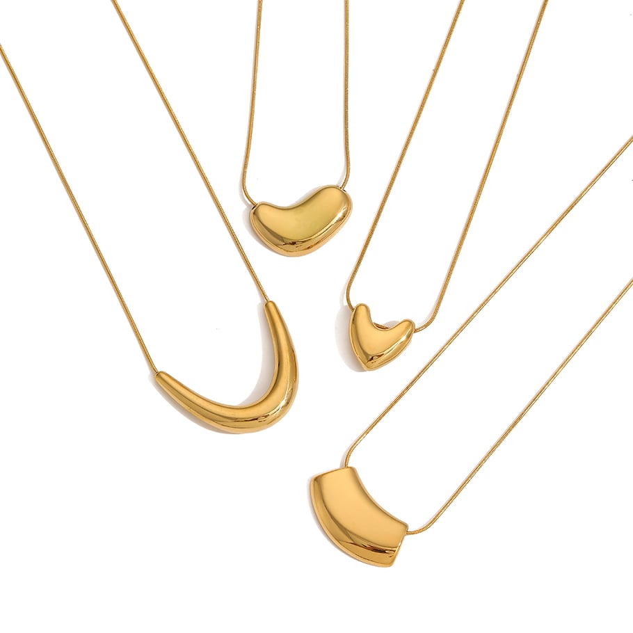 1 Piece Simple Series Daily Geometric 18K Gold Plated Chain Necklaces Picture4
