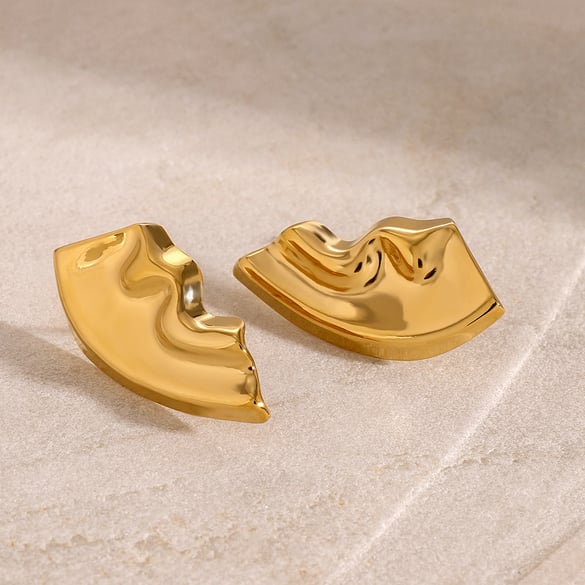 1 Pair Simple Series Casual Solid Color Stainless Steel 18K Gold Plated Women Stud Earrings 2