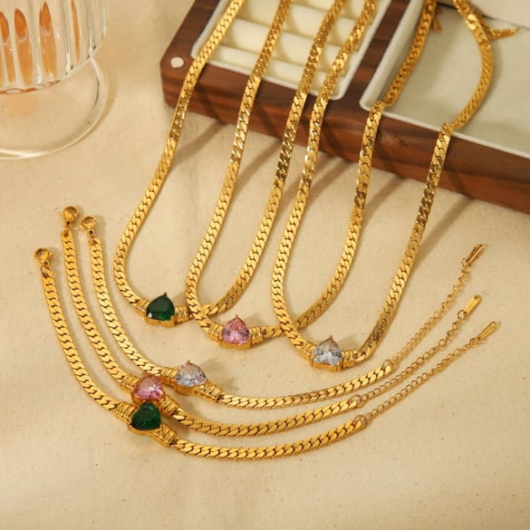 1 pezzo semplice serie giornaliera geometrica zircone braccialetti a catena placcati oro 18K 2