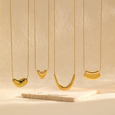 1 Piece Simple Series Daily Geometric 18K Gold Plated Chain Necklaces h5 Picture3