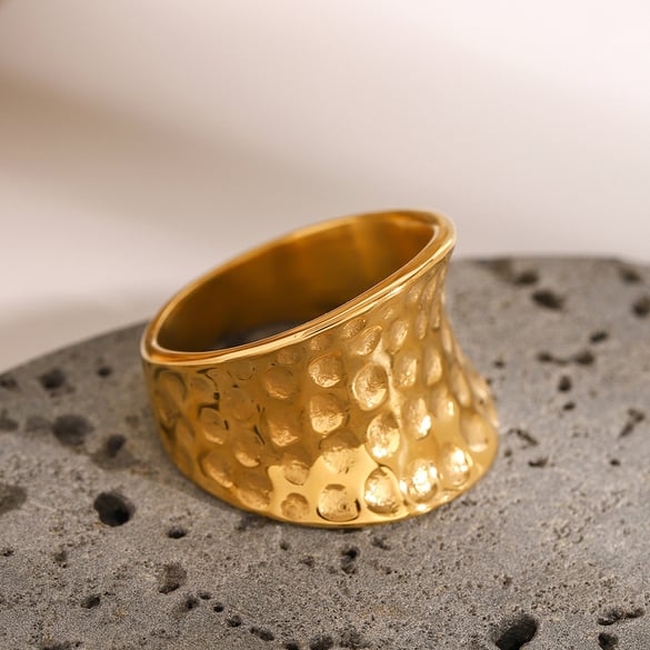 1 Pair Simple Retro Style Solid Color Stainless Steel 18K Gold Plated Women's Single Ring 2