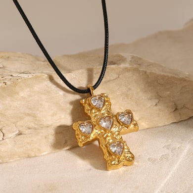 1 Paar Ohrringe im Retro-Kreuz-Design der Classic-Serie aus Edelstahl mit 18 Karat vergoldetem Zirkonia für Damen h5 Bild5