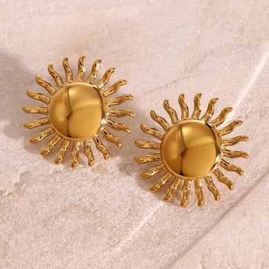 1 Paar Simple Series Retro Sonne/Mond Edelstahl 18 Karat vergoldet Damen Ohrringe Set h5 Bild7