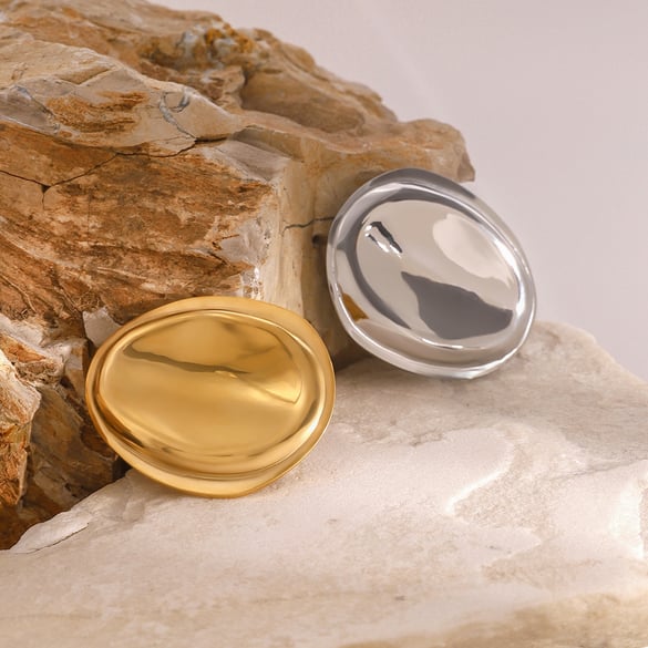 1 Pair Simple Series Simple Solid Color Stainless Steel 18K Gold Plated Women Brooches 2