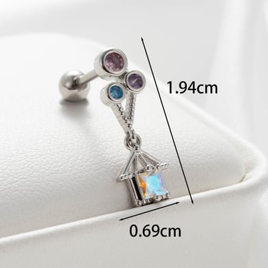 1 Paar Simple Series Simple Flower Titanstahl Kein Beschichtungsmaterial Zirkon Damen Ohrstecker h5 Bild5