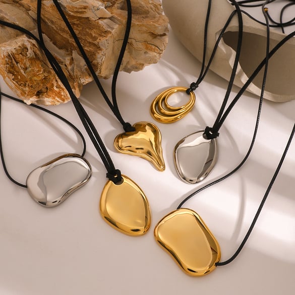 1 Piece Simple Series Daily Geometric Stainless Steel 18K Gold Plated Women Pendant Necklaces 2