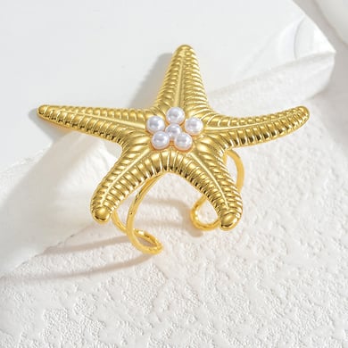1 paire de bagues ajustables pour femme en acier inoxydable plaqué or 18 carats, motif tortue classique, série Simple h5 Image3