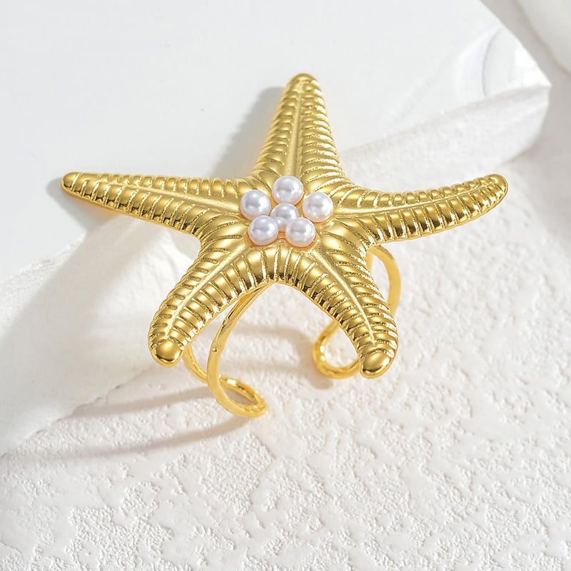 1 paire de bagues ajustables pour femme en acier inoxydable plaqué or 18 carats, motif tortue classique, série Simple Image3