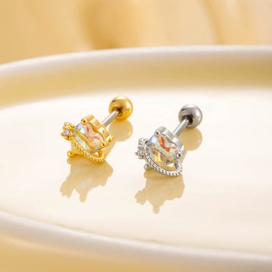 1 Pair Simple Series Simple Heart Titanium Steel No Plating Material Zircon Women Stud Earrings h5 Picture3
