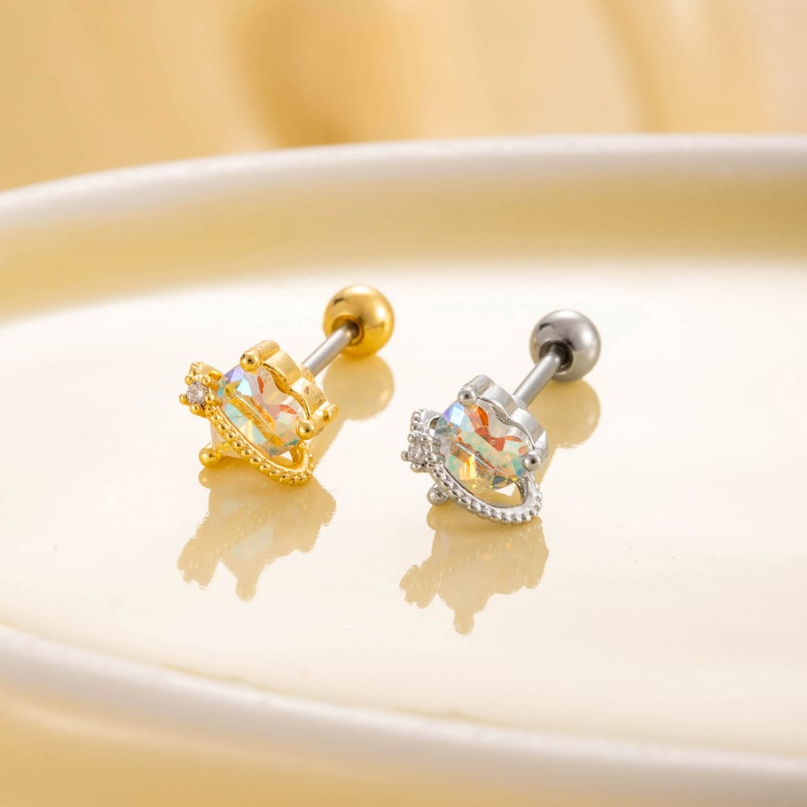1 Pair Simple Series Simple Heart Titanium Steel No Plating Material Zircon Women Stud Earrings Picture3