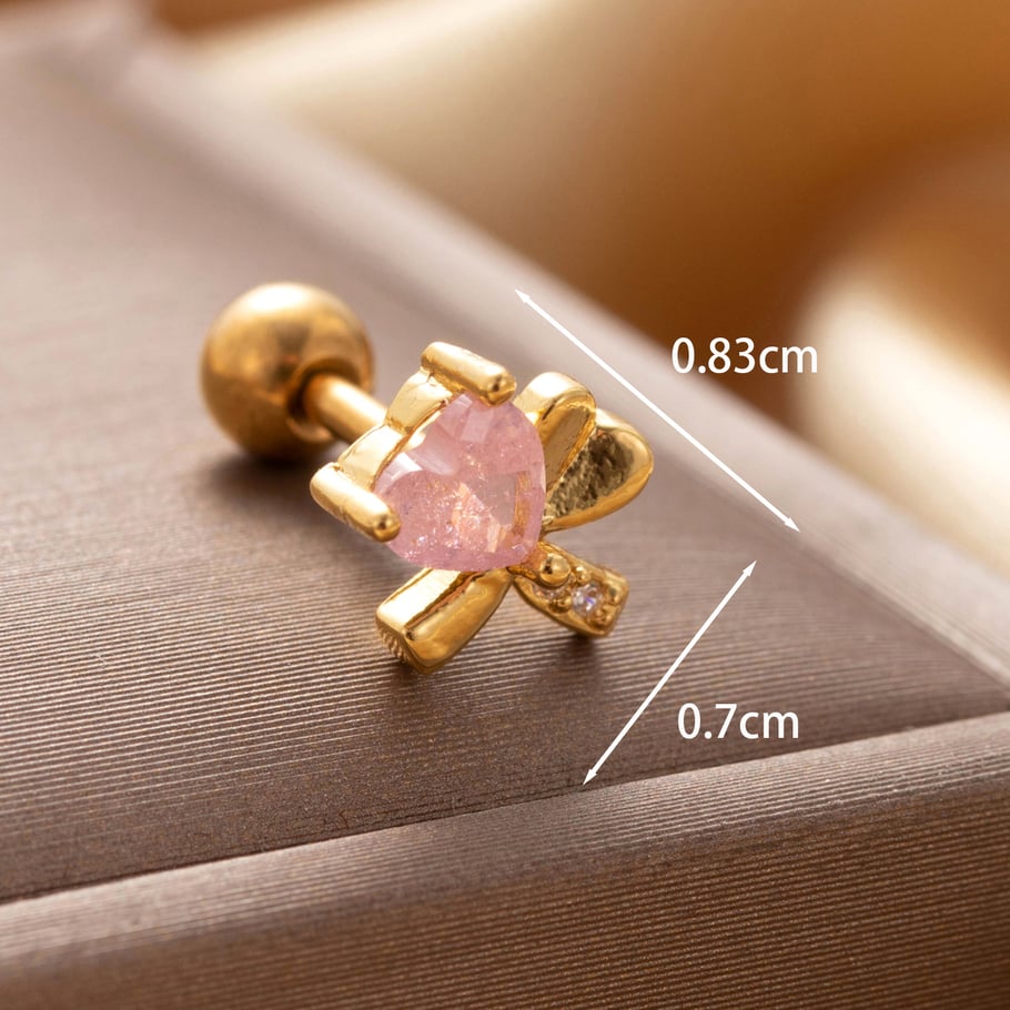 1 Pair Simple Series Simple Heart Titanium Steel No Plating Material Zircon Women Stud Earrings Picture4