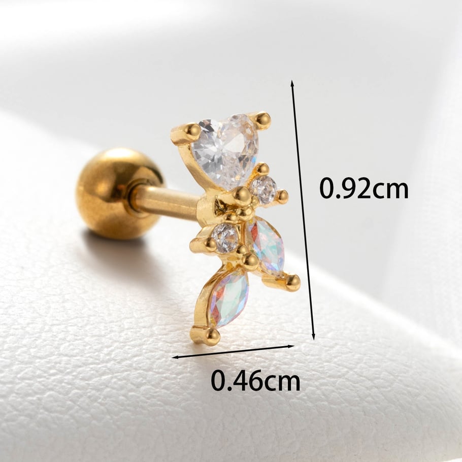 1 Pair Simple Series Classic Heart Titanium Steel No Plating Material Zircon Women Stud Earrings Picture4