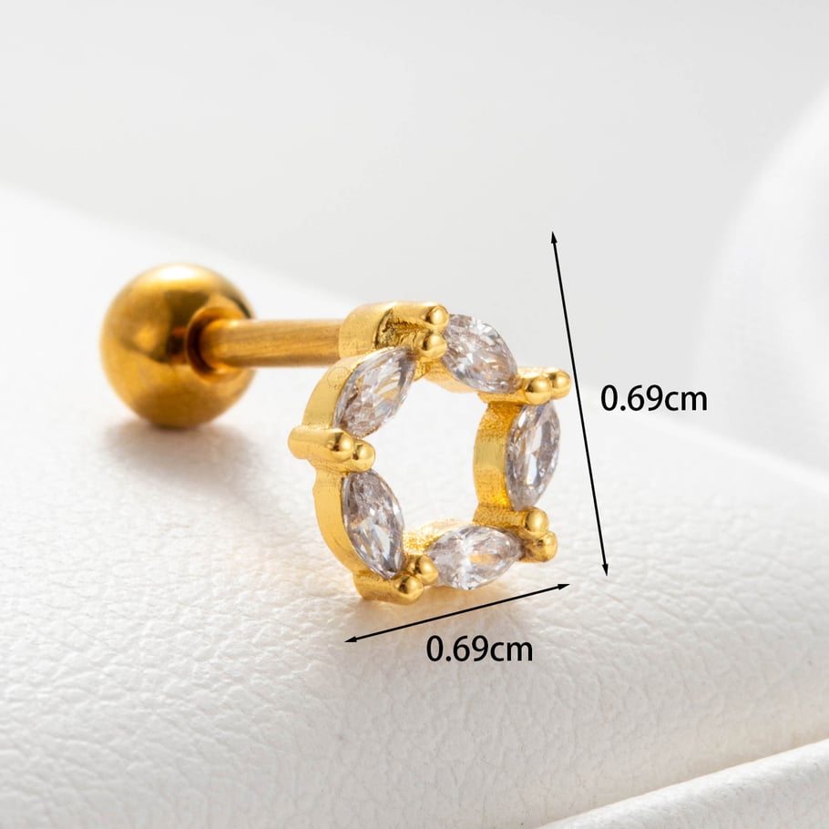 1 Piece Simple Series Simple Flower Copper No Plating Material Zircon Women Stud Earrings h5Picture5