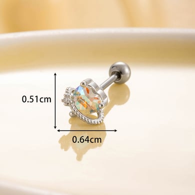 1 Pair Simple Series Simple Heart Titanium Steel No Plating Material Zircon Women Stud Earrings h5 Picture5
