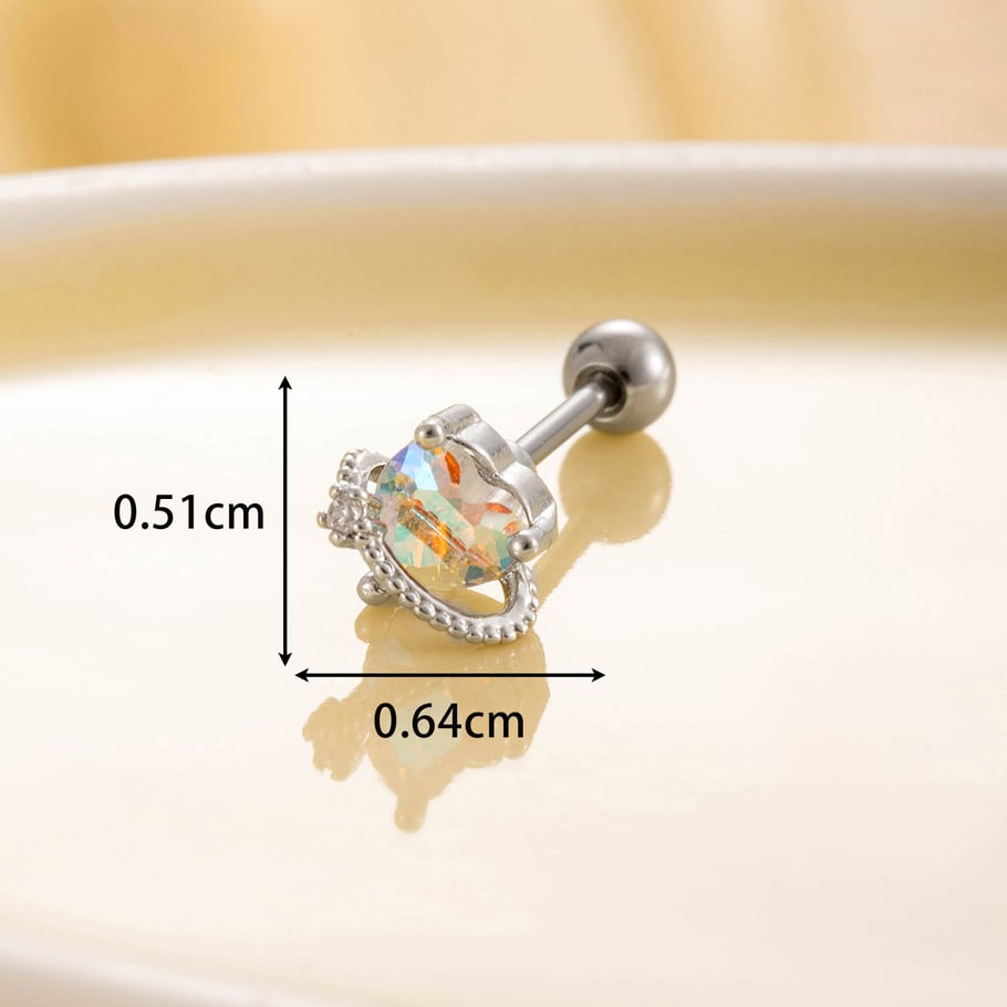 1 Pair Simple Series Simple Heart Titanium Steel No Plating Material Zircon Women Stud Earrings Picture5