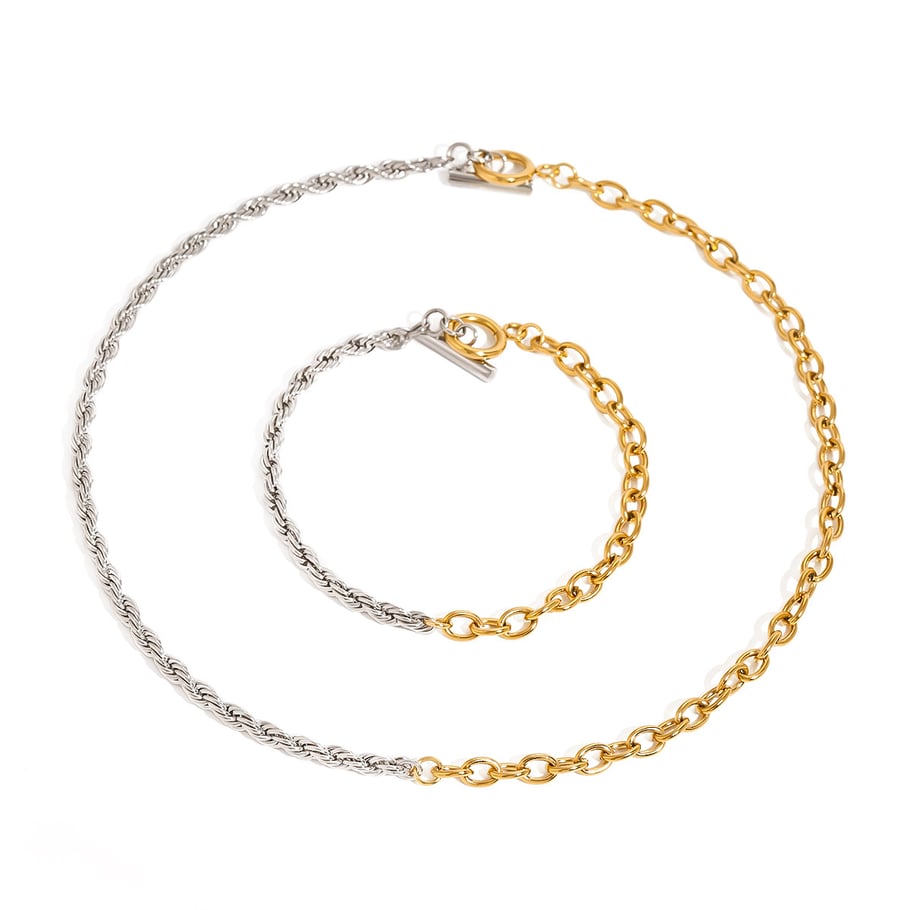 1 Stück Simple Series Tägliche geometrische Edelstahl 18 Karat vergoldete Damen-Kettenhalsketten Bild5