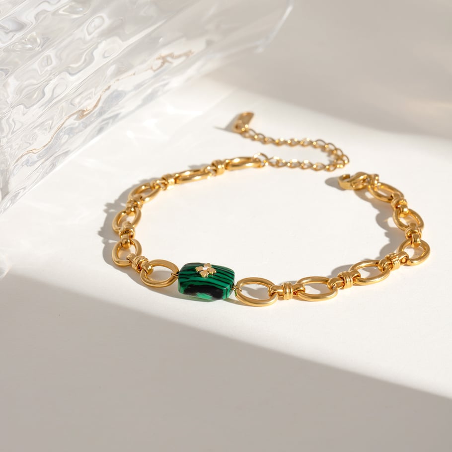 1 Piece Ethnic Series Elegant Geometric Stainless Steel 18K Gold Plated Women Charm Bracelets Picture5