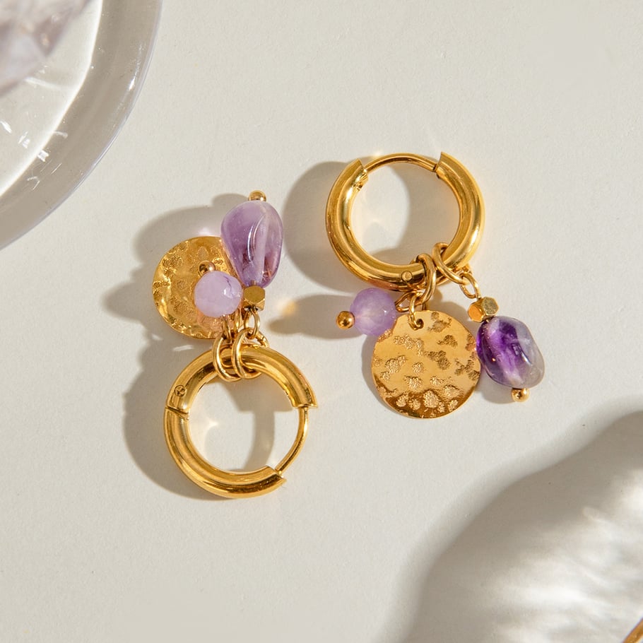 1 Paar einfache Serie elegante geometrische Edelstahl 18 Karat vergoldet Naturstein Damen Tropfen Ohrringe Bild10