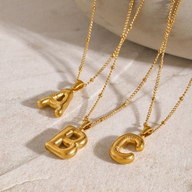 1 pieza de collar colgante de acero inoxidable chapado en oro de 18 quilates con letras informales de serie simple para mujer h5 Imagen3