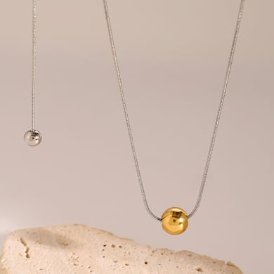 1 Stück Simple Series Einfache geometrische Edelstahl 18 Karat vergoldete Damen-Anhängerketten h5 Bild3