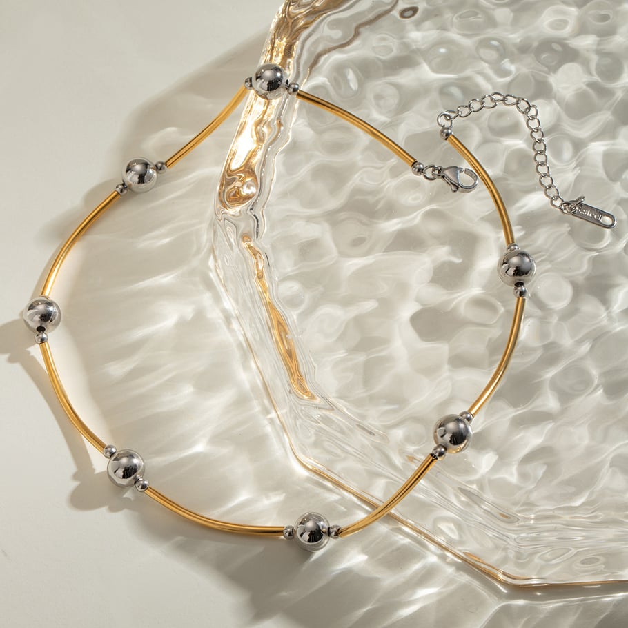 1 Stück Simple Series Casual Geometric Edelstahl 18 Karat vergoldet Damen Kettenhalsketten Bild5