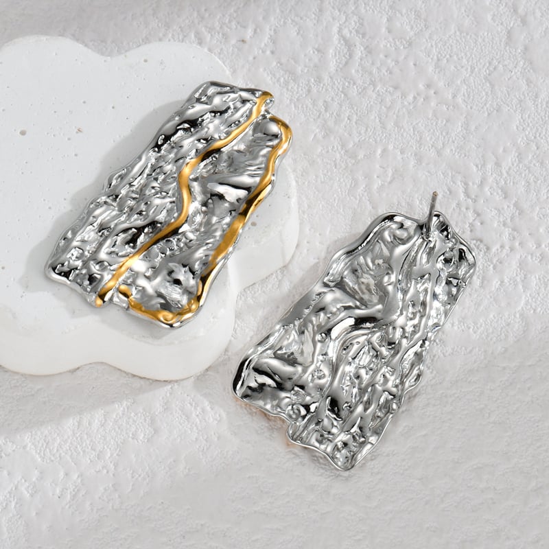 1 Pair Simple Series Casual Geometric Stainless Steel 18K Gold Plated Women Stud Earrings Picture4