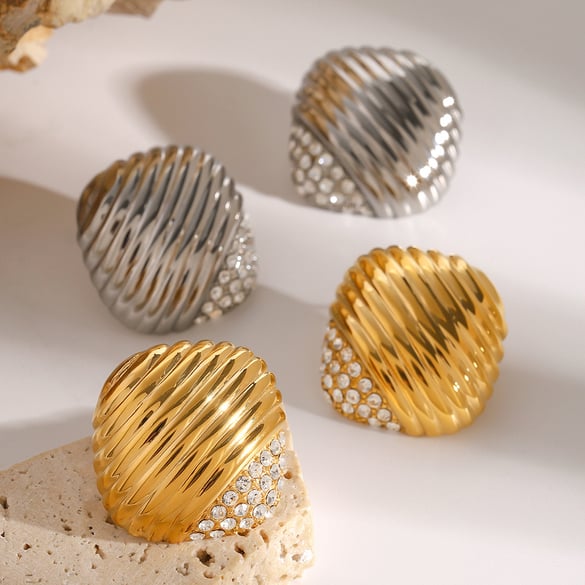 1 Pair Simple Series Retro Geometric Stainless Steel 18K Gold Plated Women Stud Earrings