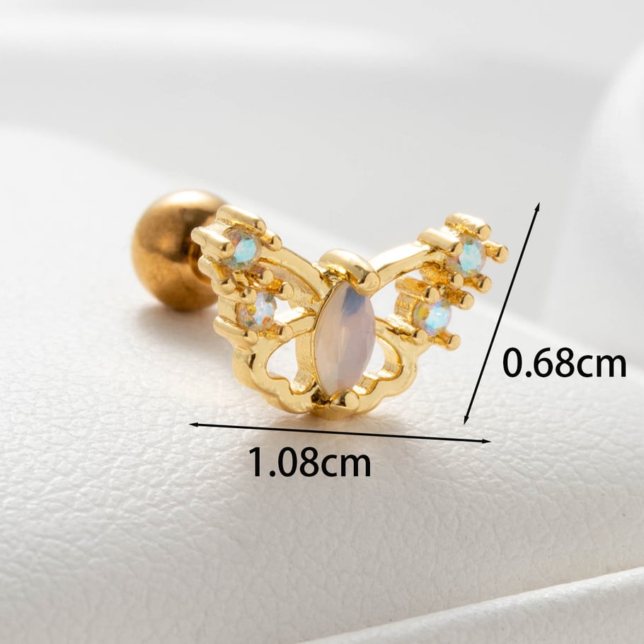 1 Paar Simple Series Klassische Tier Titan Stahl Kein Beschichtungsmaterial Zirkon Damen Ohrstecker Bild5
