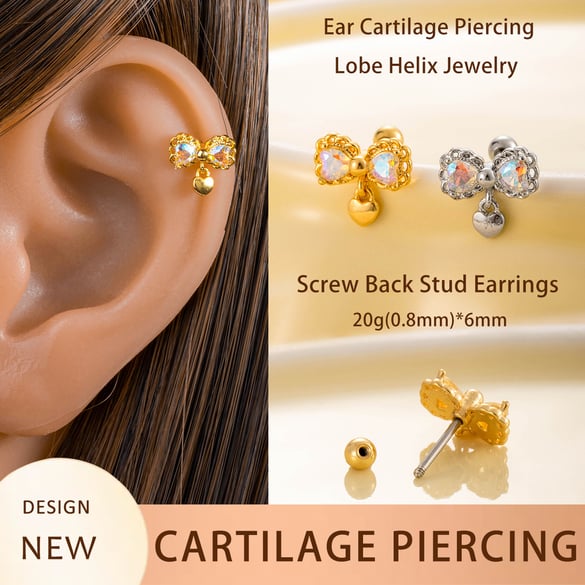 1 Pair Simple Series Simple Bow Knot Titanium Steel No Plating Material Zircon Women Stud Earrings