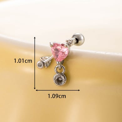 1 Pair Simple Series Simple Heart Titanium Steel No Plating Material Zircon Women Stud Earrings h5 Picture5