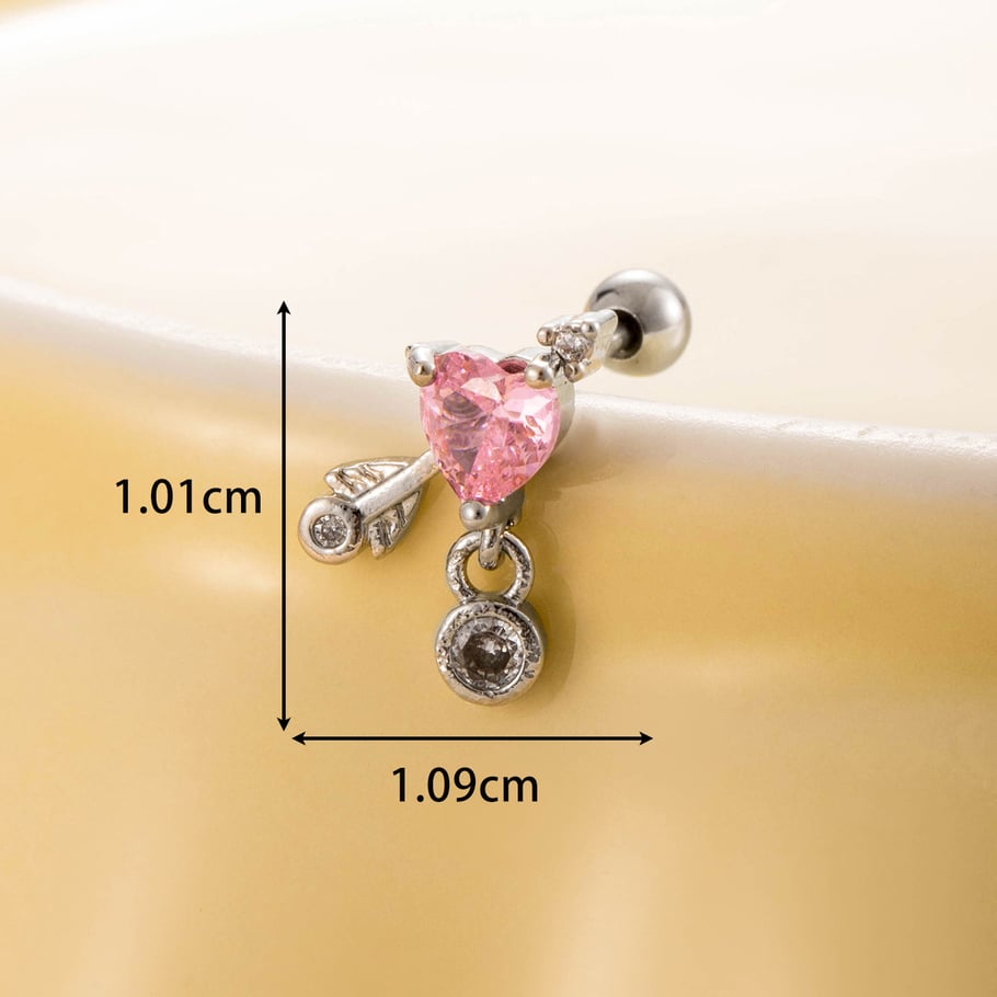 1 Pair Simple Series Simple Heart Titanium Steel No Plating Material Zircon Women Stud Earrings Picture5