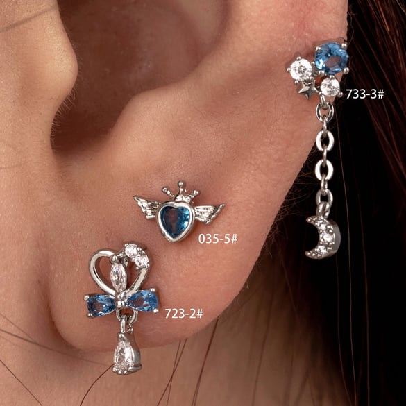1 paar eenvoudige serie eenvoudige hart titanium staal geen plating materiaal zirkoon vrouwen oorbellen 2