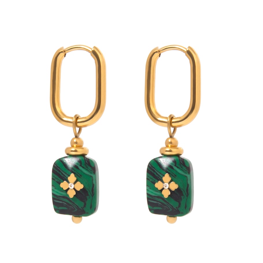 1 Pair Classic Series Elegant Geometric Stainless Steel 18K Gold Plated Women Drop Earrings Picture5
