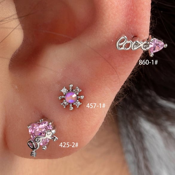 1 Pair Simple Series Daily Heart Titanium Steel No Plating Material Zircon Women Stud Earrings