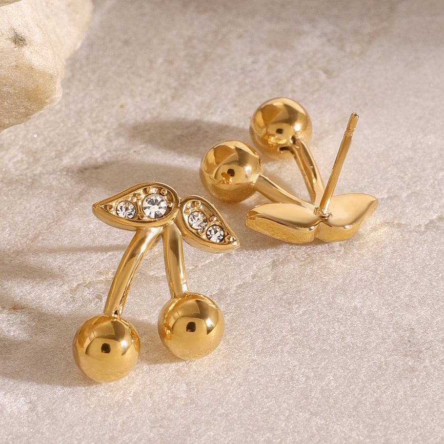 1 Paar Simple Series Sweet Plant Edelstahl 18 Karat vergoldet Zirkon Damen Ohrstecker Bild4
