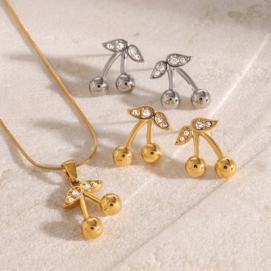 1 Stück Simple Series Niedliche Pflanze Edelstahl 18 Karat vergoldet Zirkon Damen Anhänger Halsketten h5 Bild5