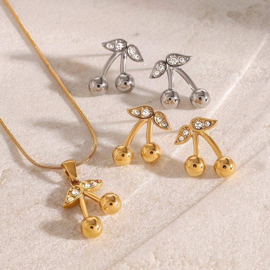 1 Stück Simple Series Niedliche Pflanze Edelstahl 18 Karat vergoldet Zirkon Damen Anhänger Halsketten Bild5