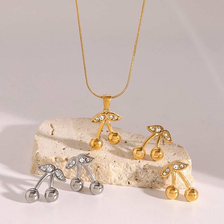 1 Stück Simple Series Niedliche Pflanze Edelstahl 18 Karat vergoldet Zirkon Damen Anhänger Halsketten Bild4