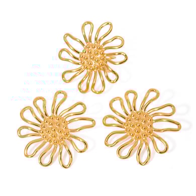 1 Pair Simple Series Elegant Flower Stainless Steel 18K Gold Plated Women Adjustable Rings h5 Picture6