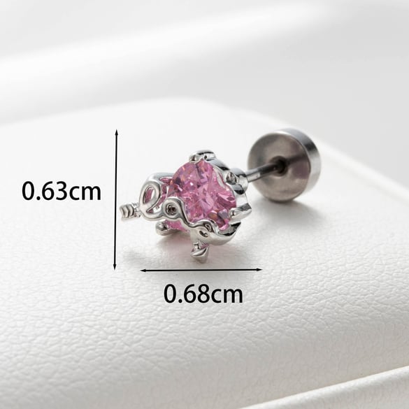 1 Pair Simple Series Daily Heart Titanium Steel No Plating Material Zircon Women Stud Earrings 2
