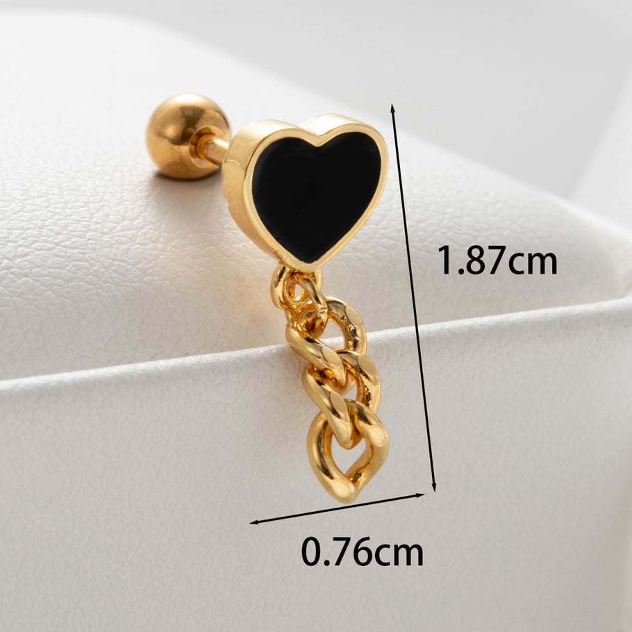 1 Stück Simple Series Klassische Herz Titan Stahl Kein Beschichtungsmaterial Zirkon Damen Ohrstecker h5Bild5