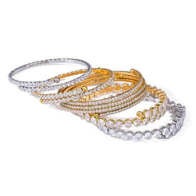 1 Piece Simple Series Casual Geometric Stainless Steel 18K Gold Plated Zircon Women Bangles h5 Picture5