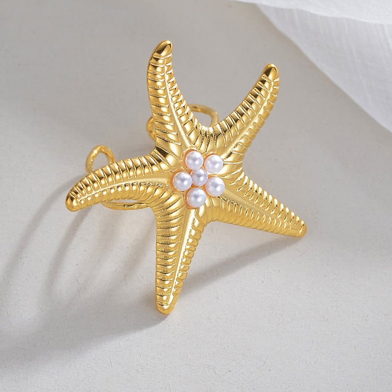 1 paire de bagues ajustables pour femme en acier inoxydable plaqué or 18 carats, motif tortue classique, série Simple Image2