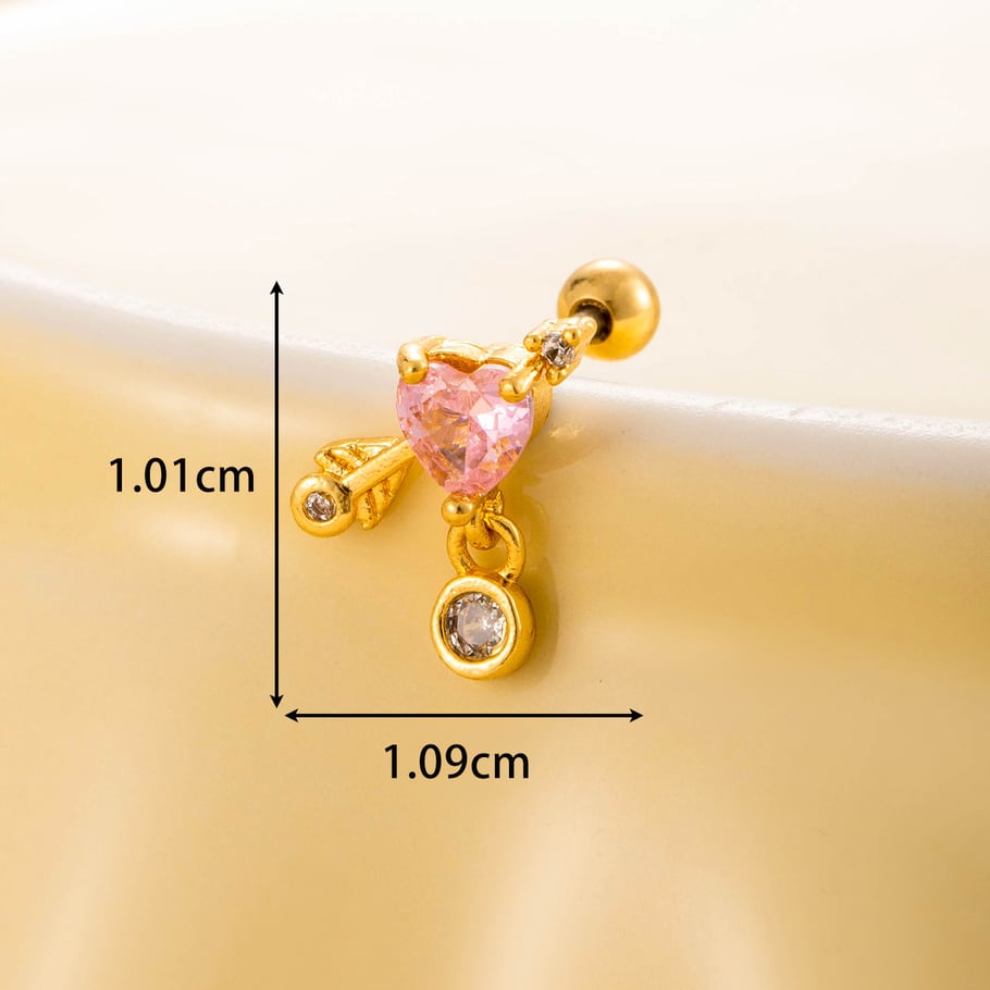 1 Pair Simple Series Simple Heart Titanium Steel No Plating Material Zircon Women Stud Earrings Picture4