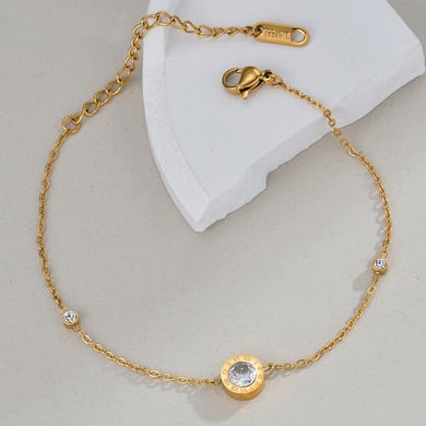 Bracelet à breloques unisexe en acier inoxydable plaqué or 18 carats, série simple, style décontracté et géométrique h5 Image2